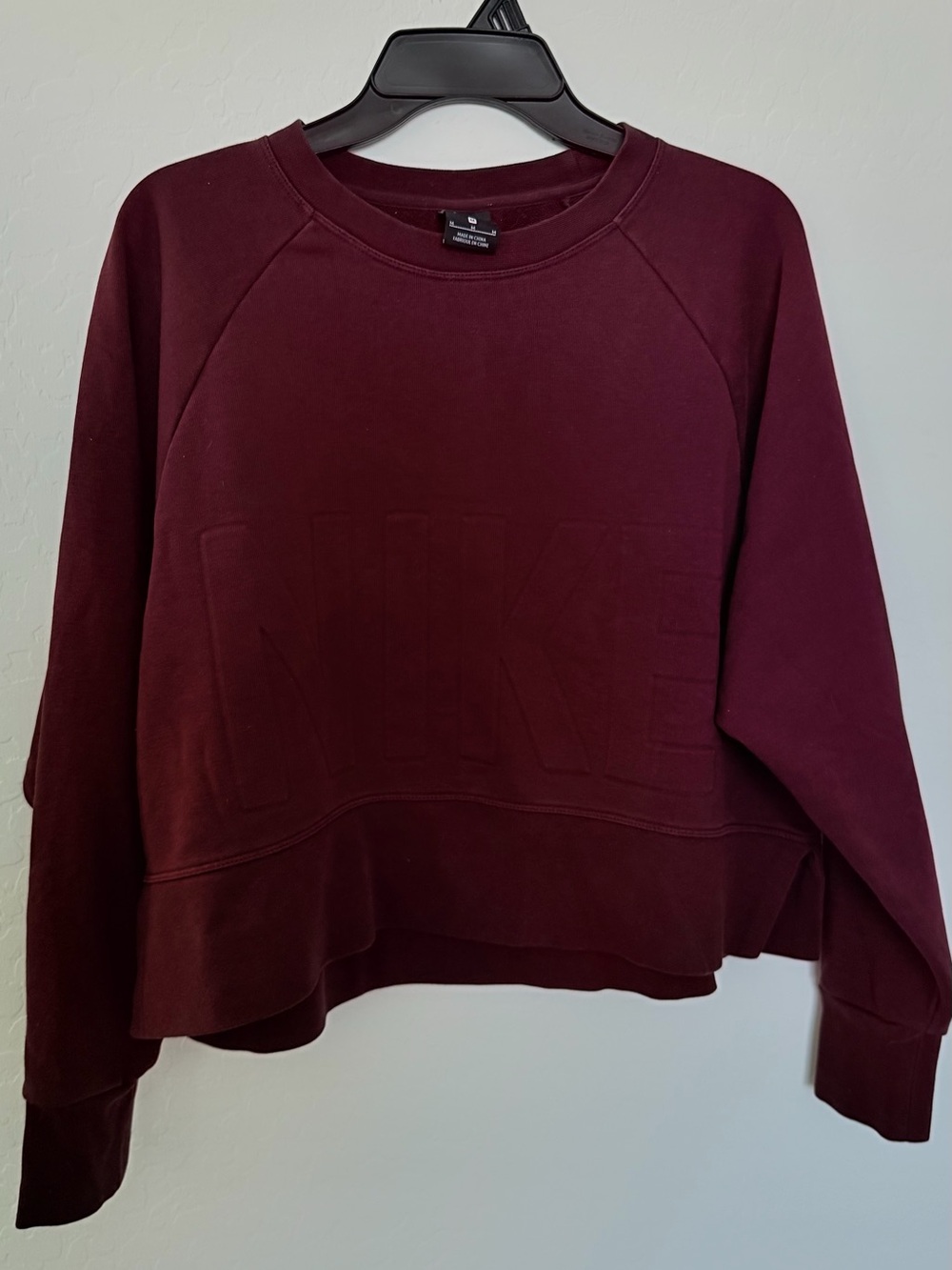 Nike Women's Burgundy Embossed Logo Crew Sweatshirt